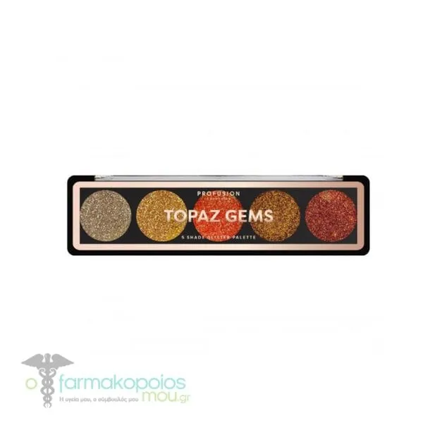 Profusion Cosmetics Topaz Gems 5 Shade Glitter Palette, 1pc