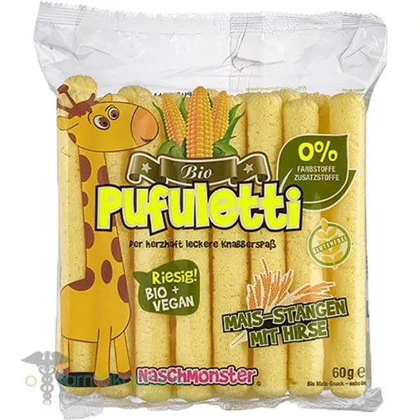 Naschmonster Pufuletti Bio Corn & Millet Sticks, 60g