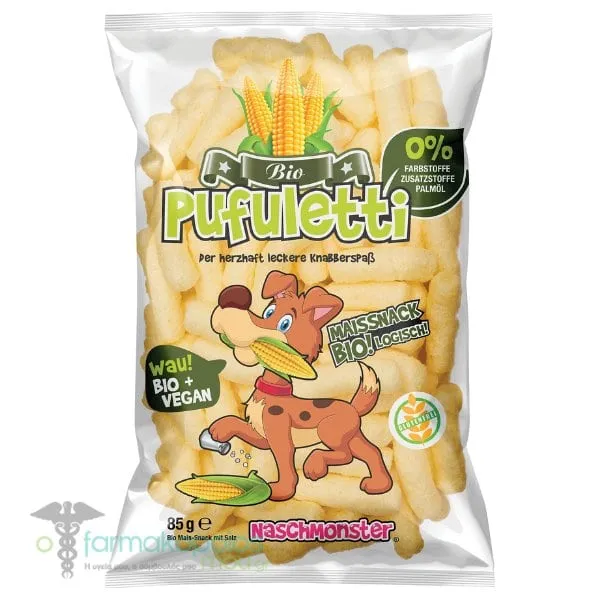 Naschmonster Pufuletti Bio Salted Corn Sticks, 85g