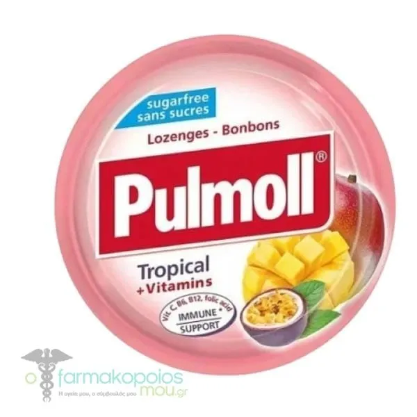 Pulmoll Candies Tropical + Vitamins, 45gr