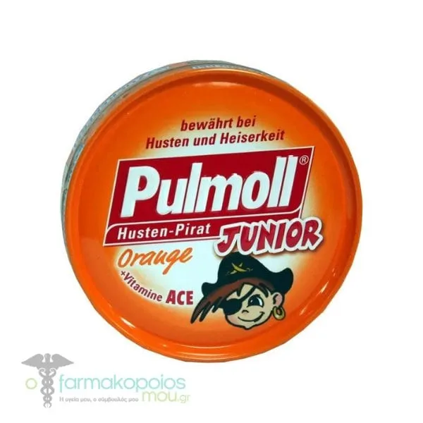 Pulmoll Junior Candies for Children with Orange & Vitamins A, C and E, 45gr