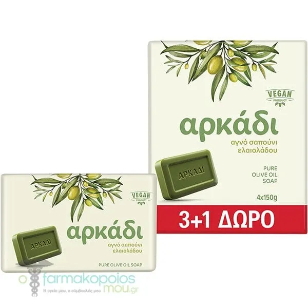 Arcadi Pure Olive Soap Family Pack, 4x150gr