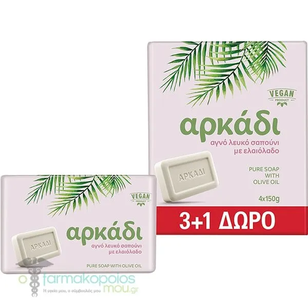 Arcadi Pure White Olive Soap Family Pack, 4x150gr