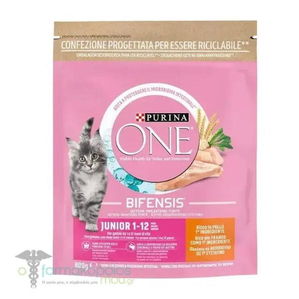 Purina One Junior Cat Food with Chicken & Whole Grains, 800g