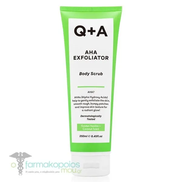 Q+A AHA Exfoliator Body Scrub, 250ml