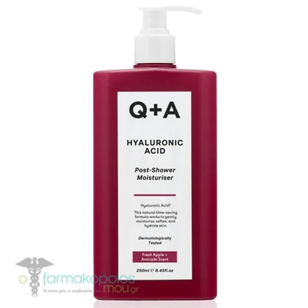 Q+A Hyaluronic Acid Post Shower Moisturiser , Κρέμα Σώματος με Υαλουρονικό Oξύ, 250ml