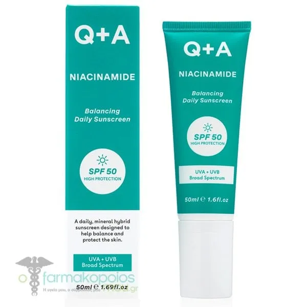 Q+A Niacinamide Balancing Daily Sunscreen SPF50, 50ml