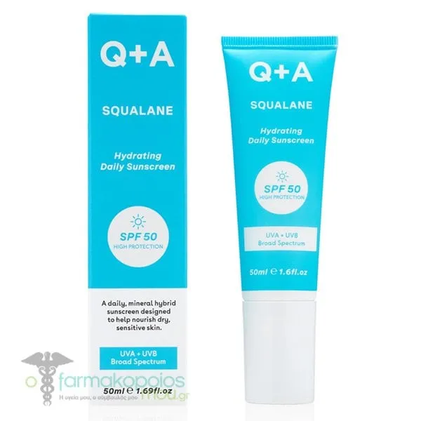 Q+A Squalane Hydrating Daily Sunscreen SPF50, 50ml