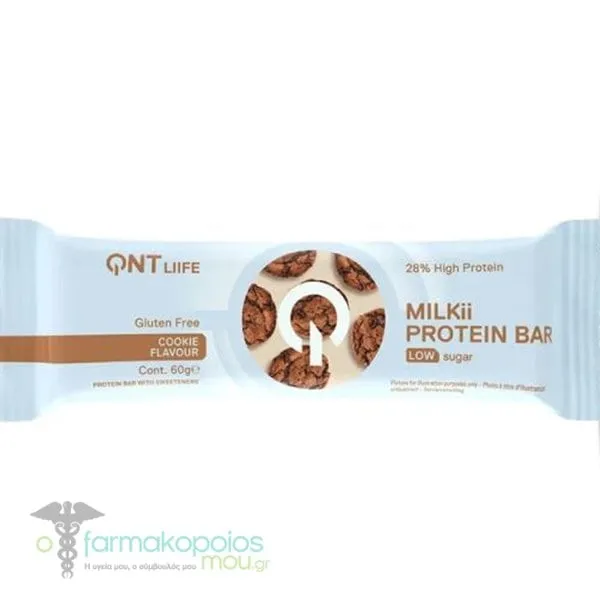 QNT Milkii Protein Bar Μπάρα με 28% Πρωτεΐνη &amp; Γεύση Cookie, 60g