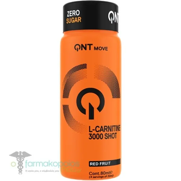 QNT Move L-Carnitine 3000mg Shot with Red Fruit Flavor, 80ml
