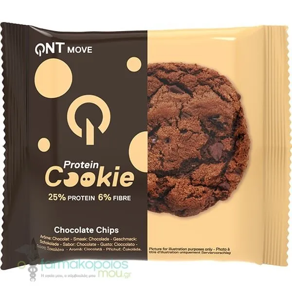 QNT Move Protein Cookie with Chocolate Chips Μπισκότo Πρωτεΐνης με Κομμάτια Σοκολάτας, 60g