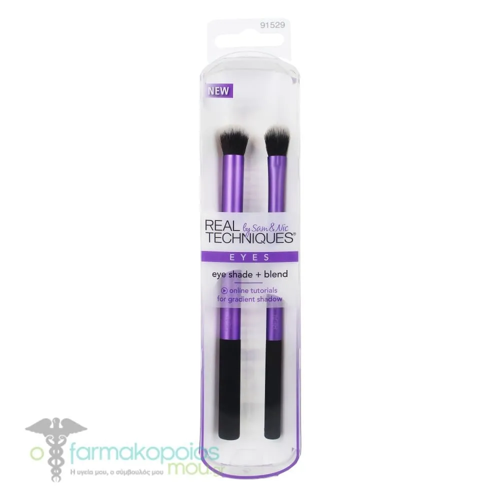 Real Techniques Eye Shade & Blend Makeup Brushes (91529), 2pcs