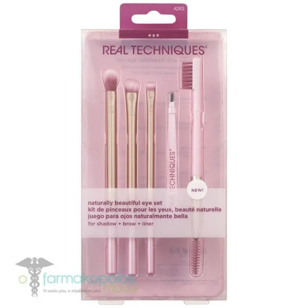 Real Techniques Naturally Beautiful Eye Makeup Brush Set (4263), 5pcs