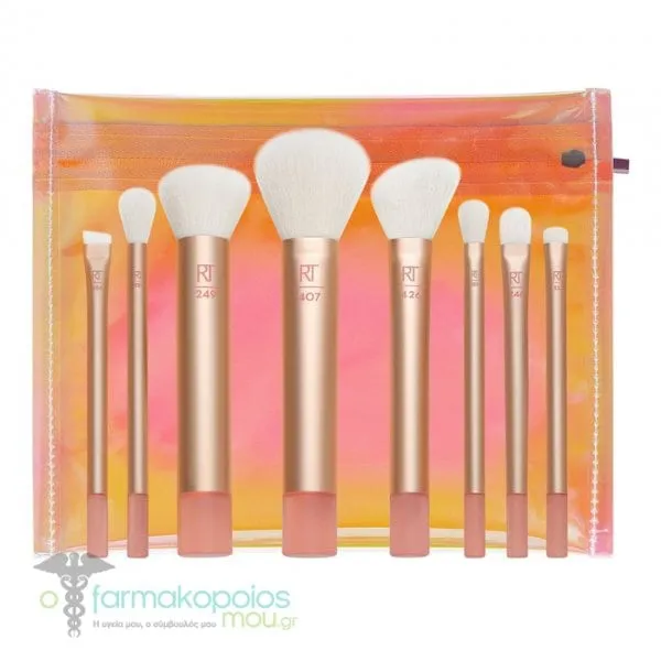 Real Techniques The Wanderer Makeup Brush Kit, 8pcs & Mini Makeup Bag (4265), 1set