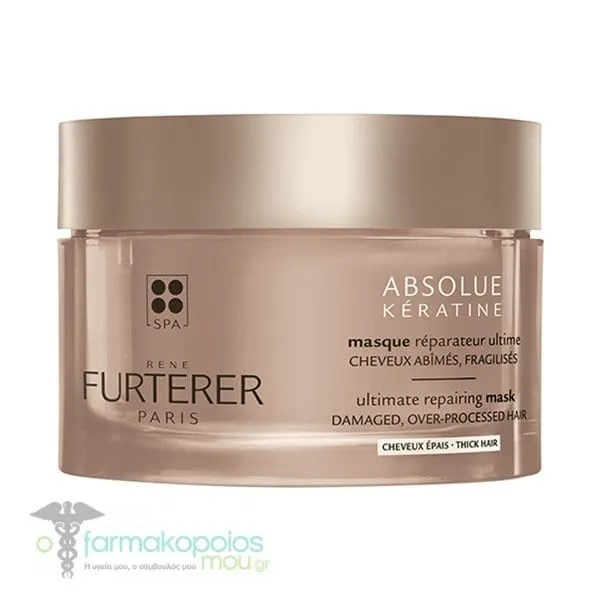 Rene Furterer Absolue Keratine Ultimate Repairing Mask for Damaged & Over-Processed Thick Hair, 200ml