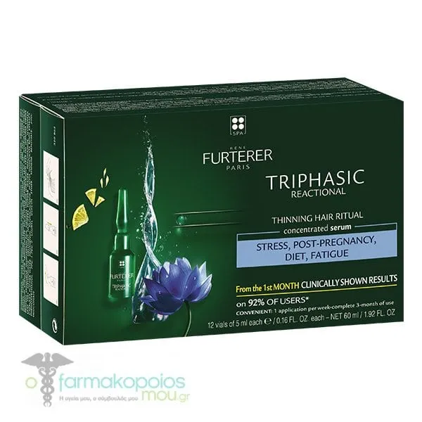 Rene Furterer Triphasic Reactional Thinning Hair Ritual Concentrated Serum, 12vials x 5ml