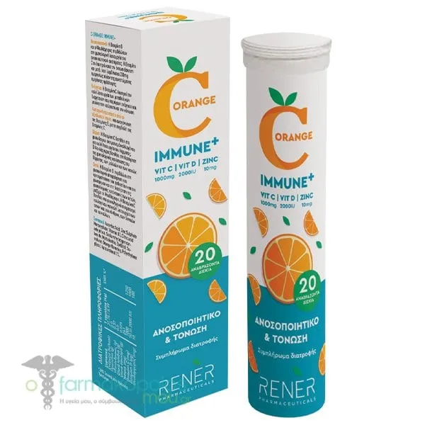 Rener C-Orange Immune+ Vit. C 1000mg, Vit. D 2000IU & Zinc 10mg, 20eff.tabs