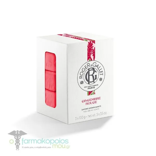 Roger&Gallet Gingembre Rouge Wellbeing Soaps, 3x100g, 1set