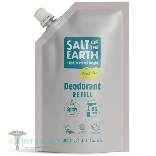 Salt of the Earth Vegan Natural Deodorant Spray Refill Pouch Unscented Αποσμητικό, 300ml
