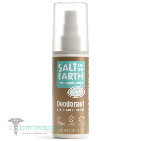 Salt of the Earth Vegan Natural Deodorant Spray Refillable Ginger & Jasmine Αποσμητικό Επαναγεμιζόμενο, 100ml