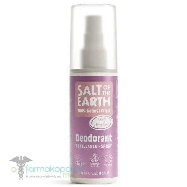 Salt of the Earth Vegan Natural Deodorant Spray Refillable Peony Blossom Αποσμητικό Επαναγεμιζόμενο, 100ml