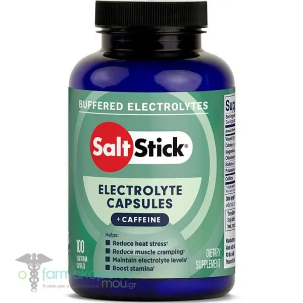 SaltStick Electrolyte Capsules Plus Caffeine, 100veg.caps