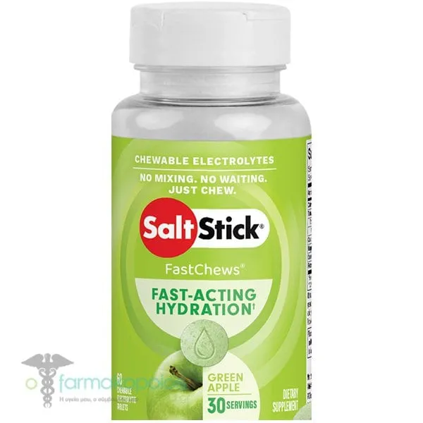 SaltStick FastChews Chewable Electrolytes Green Apple, 60chew.tabs