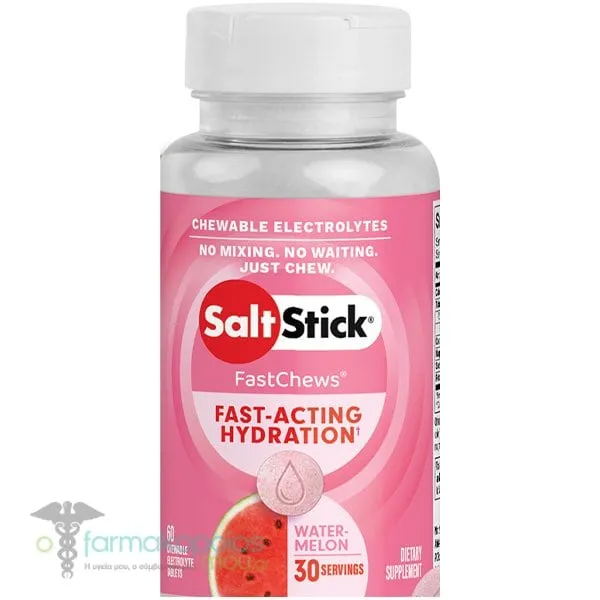 SaltStick FastChews Chewable Electrolytes Watermelon, 60chew.tabs