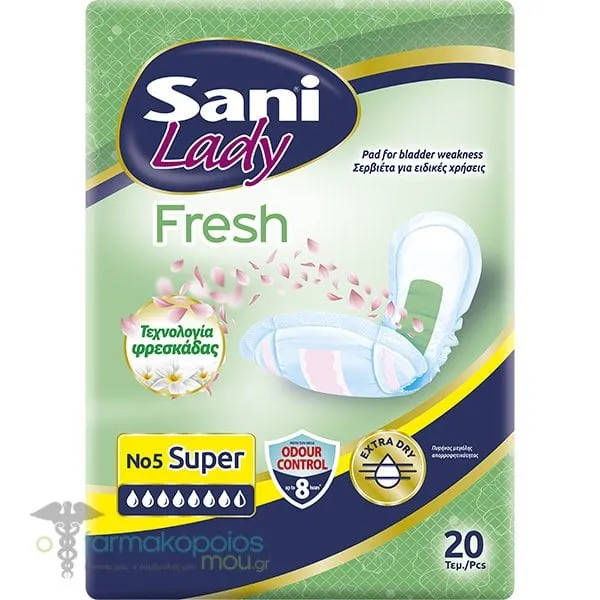 Sani Lady Fresh Σερβιέτες Ακράτειας Super Nο5, 20τεμ