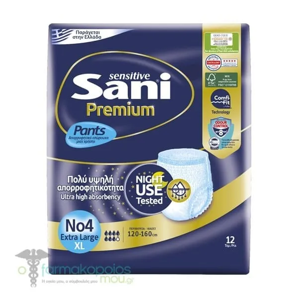 Sani Sensitive Premium Pants No.4 Extra Large, 12pcs