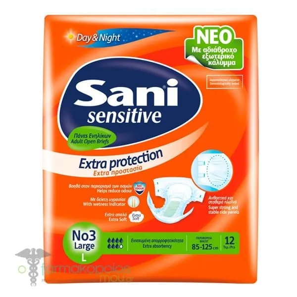 Sani Sensitive Adult Open Briefs Νο.3 Large, 12pcs