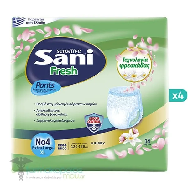 Sani Sensitive Pants Fresh Εσώρουχα Ακράτειας X-Large Νο4, (4x14τεμ) 56τεμ