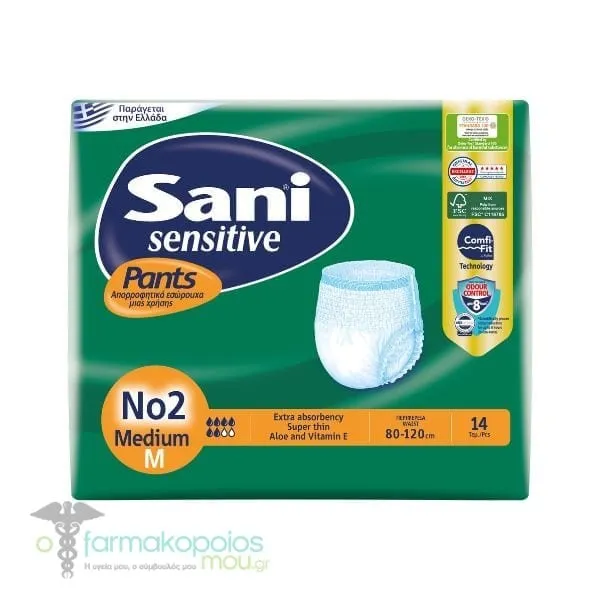 Sani Sensitive Pants Incontinence Underwear No2 Medium, 14pcs