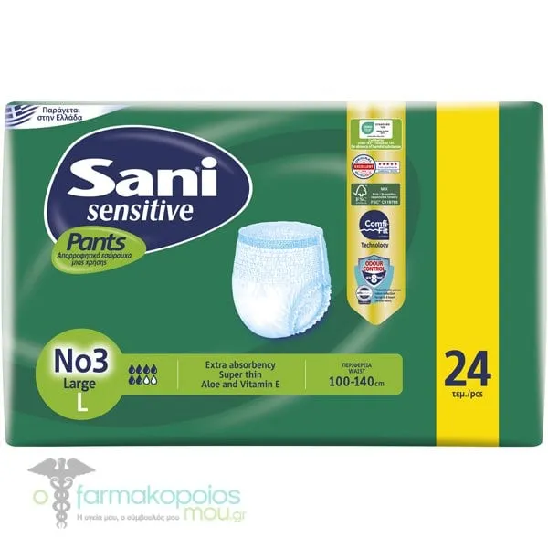 Sani Sensitive Value Pack Pants Large Incontinence Elastic Underwear No.3, 24pcs
