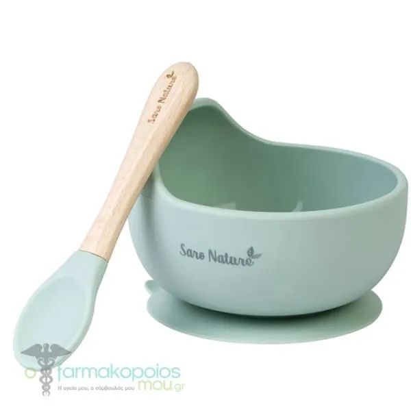 Saro Σετ Φαγητού με Μπολ Σιλικόνης με Βεντούζα & Kουτάλι 4m+, 1σετ