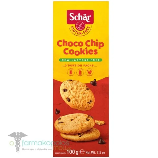 Schar Choco Chip Cookies Μπισκότα με Κομματάκια Σοκολάτας, 100g