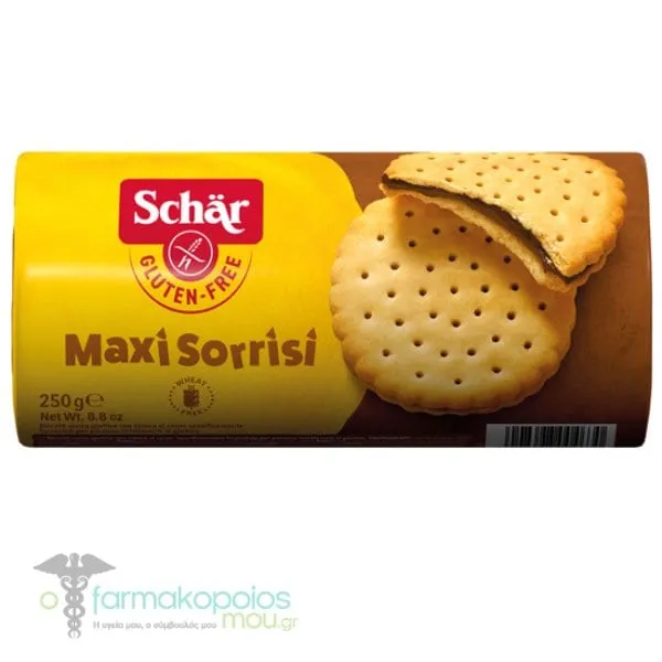 Schar Maxi Sorrisi Μπισκότα με Γέμιση Κακάο, 250g