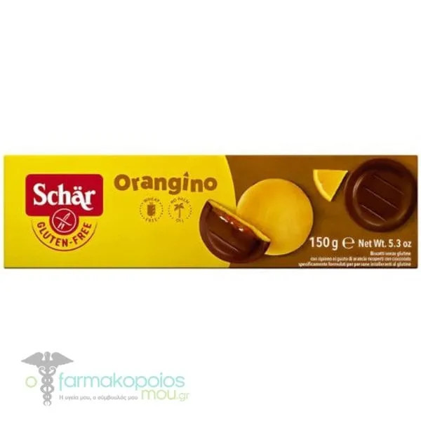 Schar Orangino Μπισκότα με Γέμιση Πορτοκάλι & Επικάλυψη Μαύρης Σοκολάτας, 150g