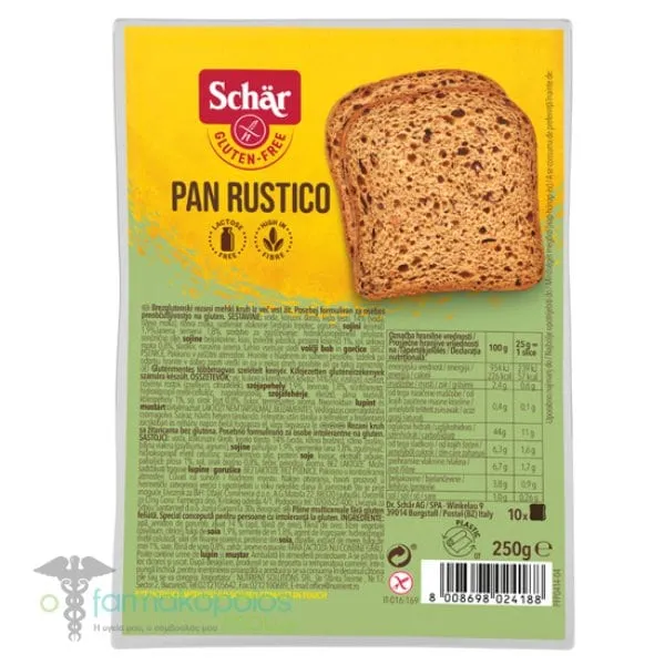 Schar Pan Rustico Ψωμί Πολύσπορο σε Φέτες, 250g