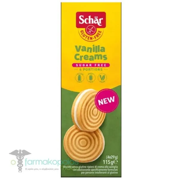 Schar Vanilla Creams Mπισκότα με Γέμιση Βανίλιας, 115g