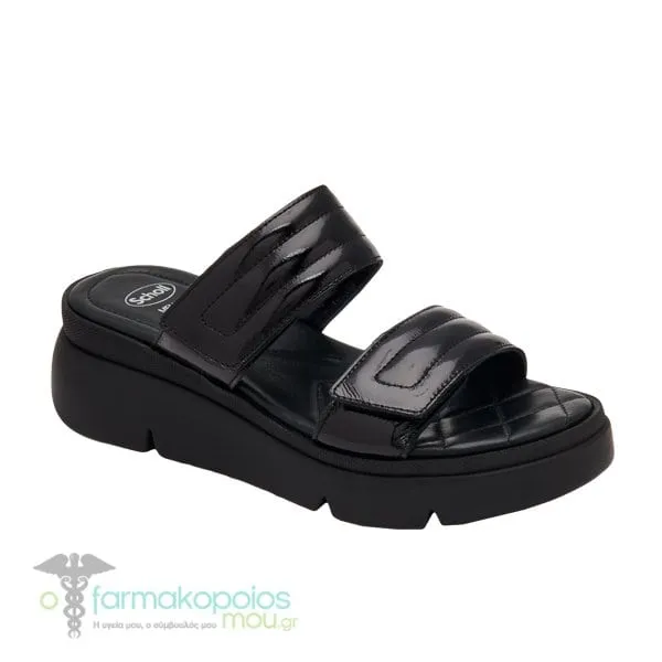 Scholl Bali 2 Straps (F305141004) Δερμάτινα Ανατομικά Σανδάλια, 1 ζεύγος - BLACK