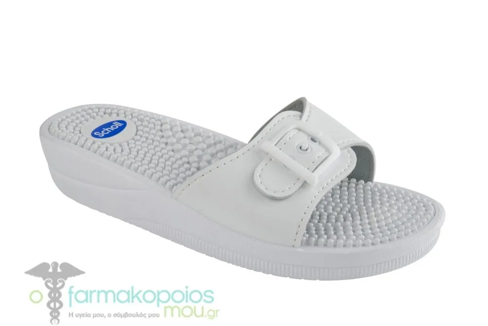 Scholl Women's Slides New Massage White, 1 pair