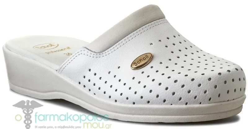 Scholl Professional Clog Back Guard Unisex White Ανατομικά Επαγγελματικά Σαμπό, Λευκό Χρώμα, 1 ζευγάρι