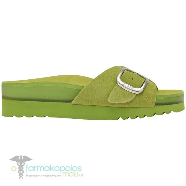 Scholl Senny Suede Γυναικεία Ανατομικά Πέδιλα, 1ζευγάρι - GREEN