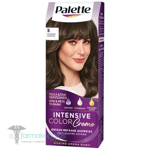 Schwarzkopf Palette Intensive Color Cream Μόνιμη Κρέμα Βαφή Μαλλιών No. 5 Καστανό Ανοιχτό, 1τεμ