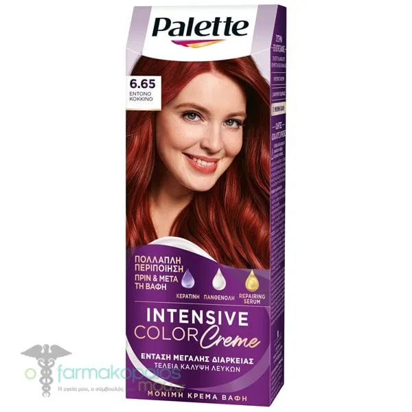 Schwarzkopf Palette Intensive Color Cream Μόνιμη Κρέμα Βαφή Μαλλιών No. 6.65 Έντονο Κόκκινο, 1τεμ