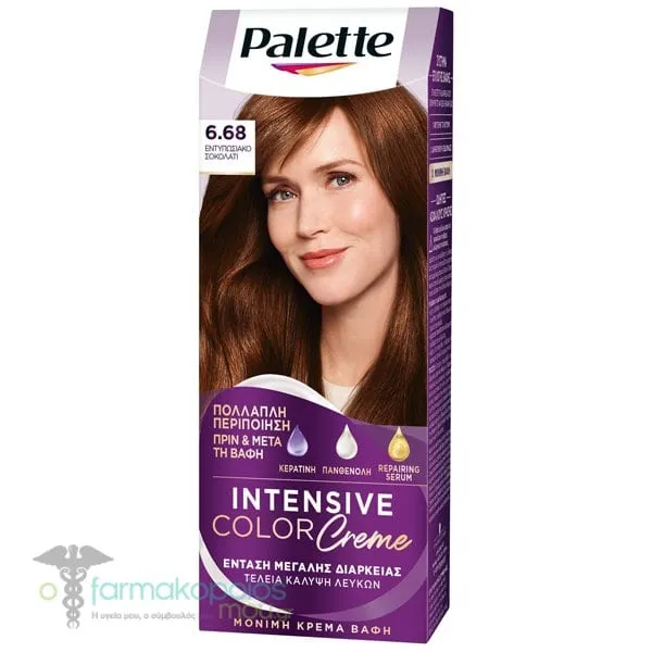Schwarzkopf Palette Intensive Color Cream Μόνιμη Κρέμα Βαφή Μαλλιών No. 6.68 Εντυπωσιακό Σοκολατί, 1τεμ
