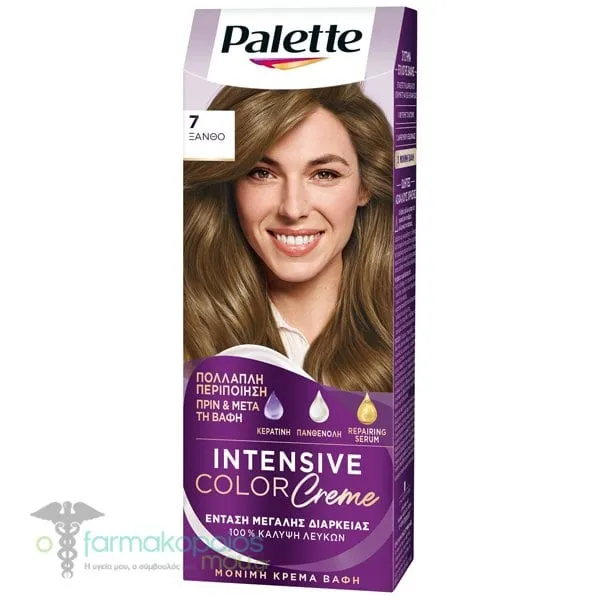 Schwarzkopf Palette Intensive Color Cream Μόνιμη Κρέμα Βαφή Μαλλιών No. 7 Ξανθό, 1τεμ