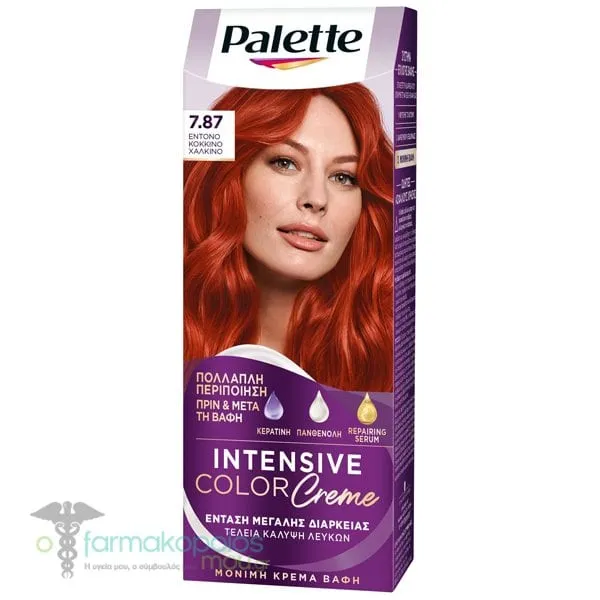 Schwarzkopf Palette Intensive Color Cream Μόνιμη Κρέμα Βαφή Μαλλιών No. 7.87 Έντονο Κόκκινο Χάλκινο, 1τεμ