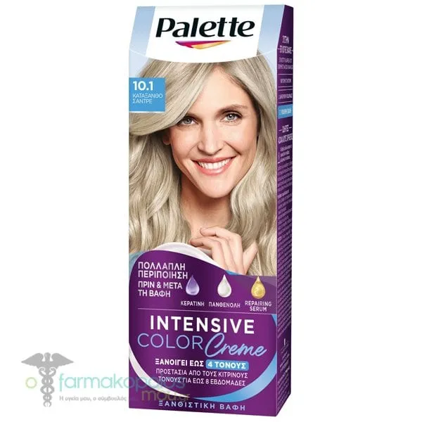 Schwarzkopf Palette Intensive Color Cream Μόνιμη Κρέμα Βαφή Μαλλιών No.10.1 Κατάξανθο Σαντρέ, 1τεμ